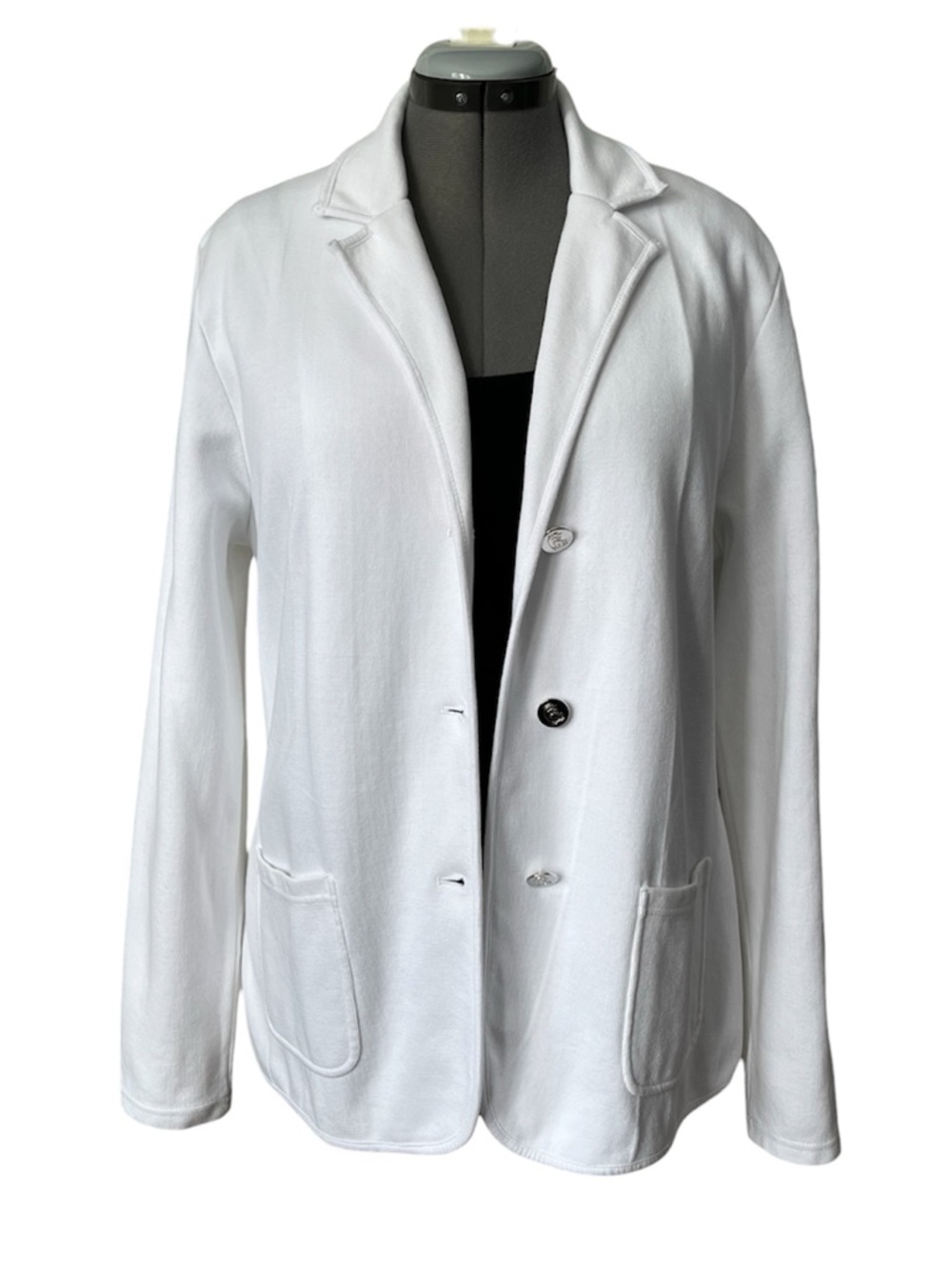 Chaps knit cotton cardigan blazer white XL